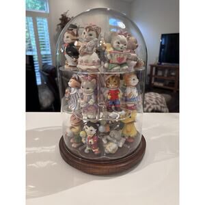Bronson Vintage Charismatic Cats collection & Glass Display Case 90s Complete 24